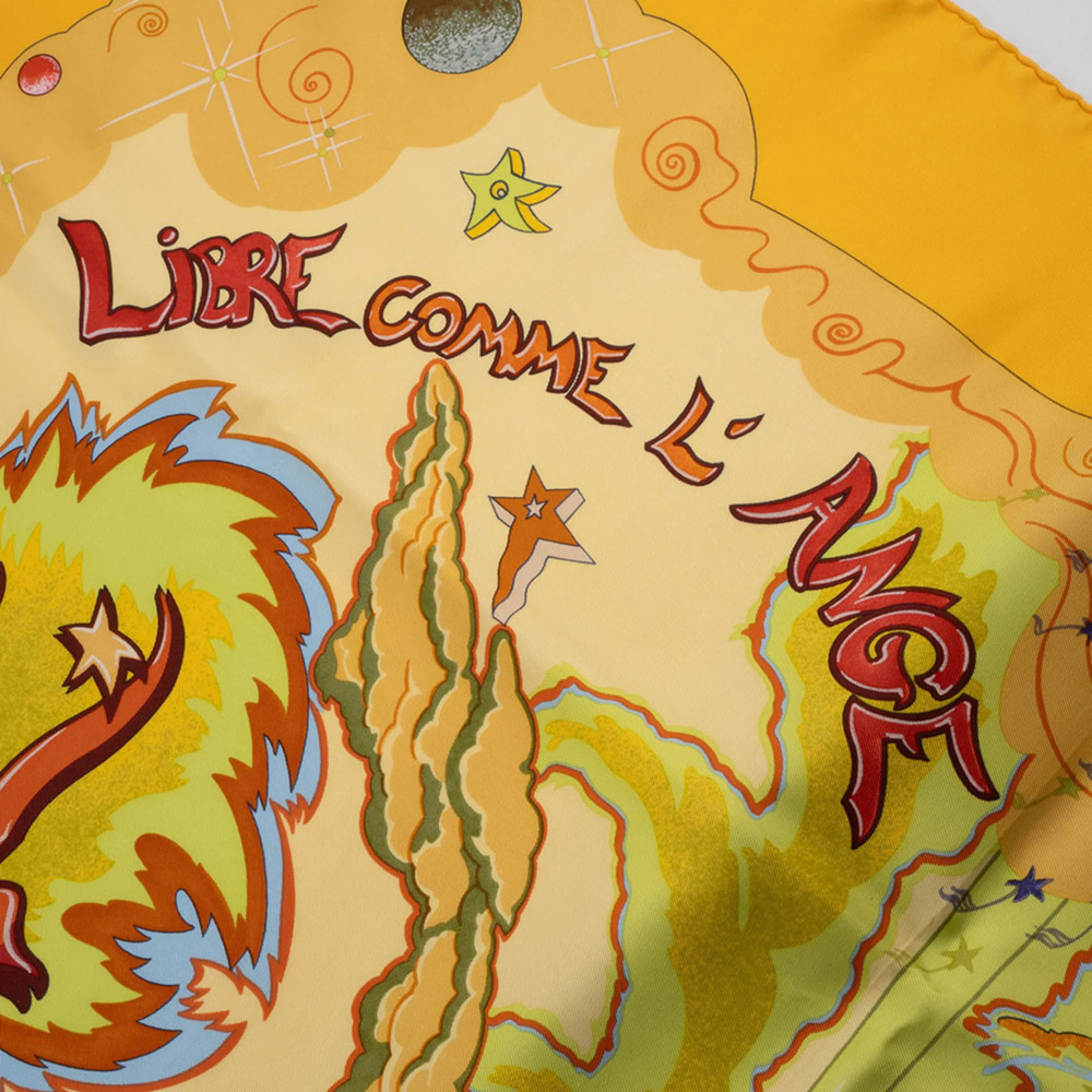 HERMES Yellow Silk Scarf - Picture 9 of 16